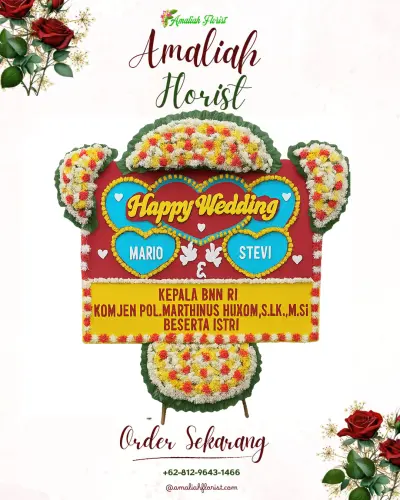 Karangan Papan Bunga Pernikahan di Kreyo